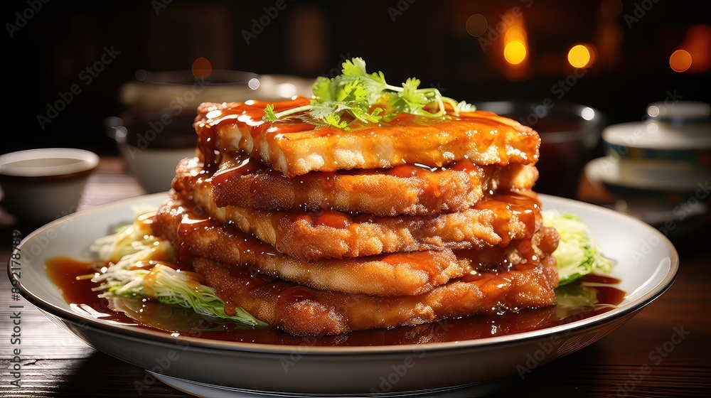Tonkatsu isolated on white background Tonkatsu isolated on white background