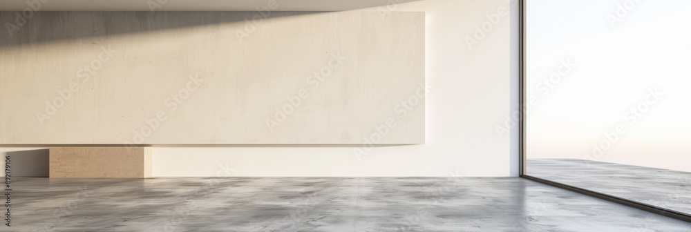 Fototapeta premium Residential empty room interiors with no furniture, natural lighting and ample copy space. Mockup interiors conceptual image.