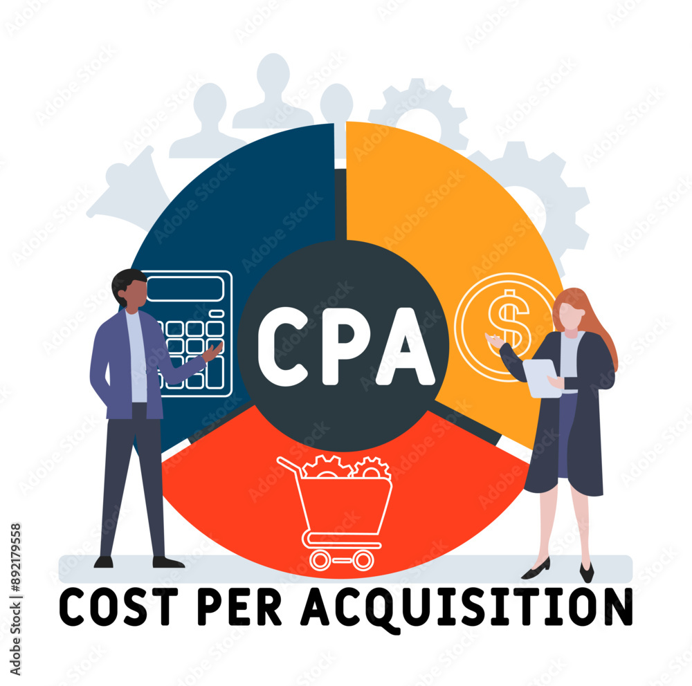 CPA - Cost Per Acquisition acronym. business concept background. vector illustration concept with keywords and icons. lettering illustration with icons for web banner, flyer, landing pag CPA - Cost Per Acquisition acronym. business concept background. vector illustration concept with keywords and icons. lettering illustration with icons for web banner, flyer, landing pag