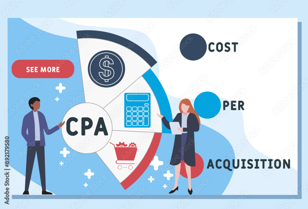 CPA - Cost Per Acquisition acronym. business concept background. vector illustration concept with keywords and icons. lettering illustration with icons for web banner, flyer, landing pag CPA - Cost Per Acquisition acronym. business concept background. vector illustration concept with keywords and icons. lettering illustration with icons for web banner, flyer, landing pag