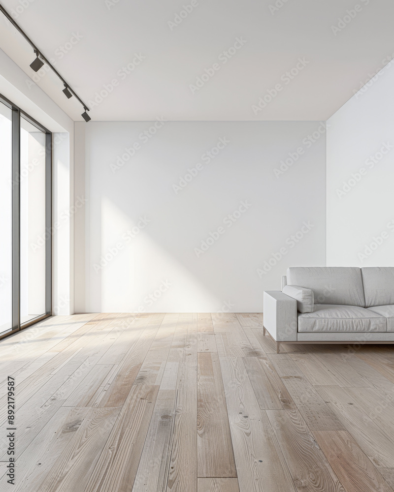 Obraz premium Residential empty room interiors with no furniture, natural lighting and ample copy space. Mockup interiors conceptual image.