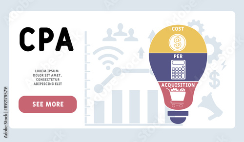 CPA - Cost Per Acquisition acronym. business concept background. vector illustration concept with keywords and icons. lettering illustration with icons for web banner, flyer, landing pag