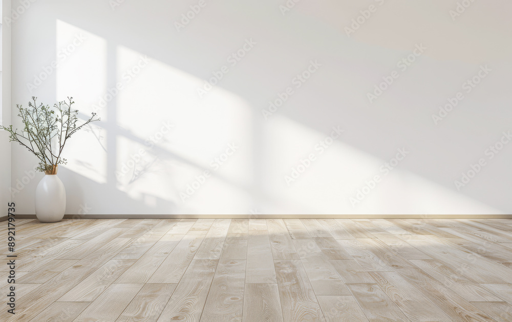 Obraz premium Residential empty room interiors with no furniture, natural lighting and ample copy space. Mockup interiors conceptual image.