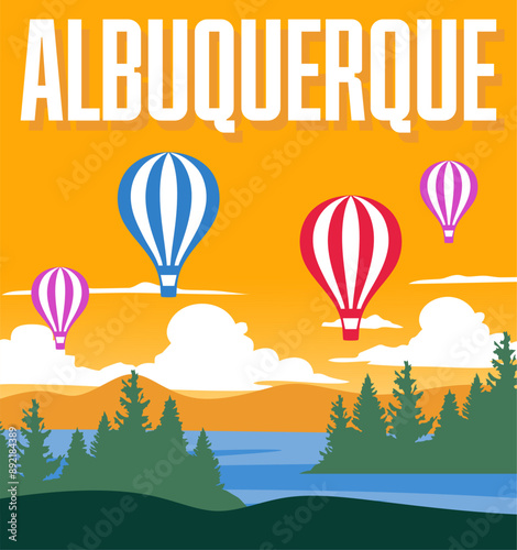 albuquerque new mexico with hot air balloon silhouettes and beautiful views