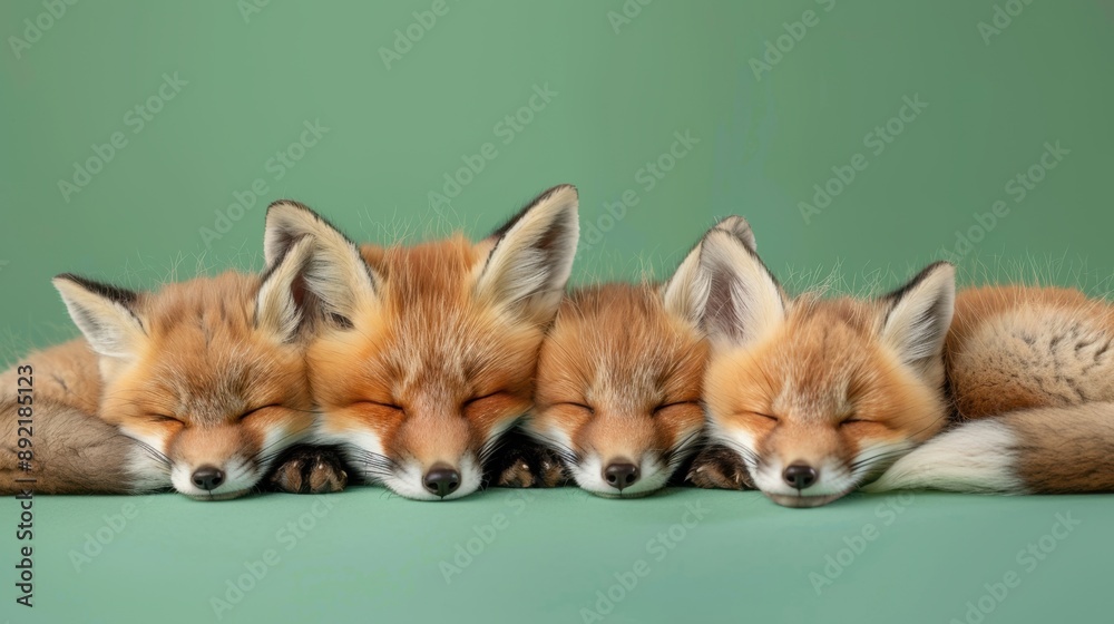 Obraz premium A group of foxes laying on top of each other