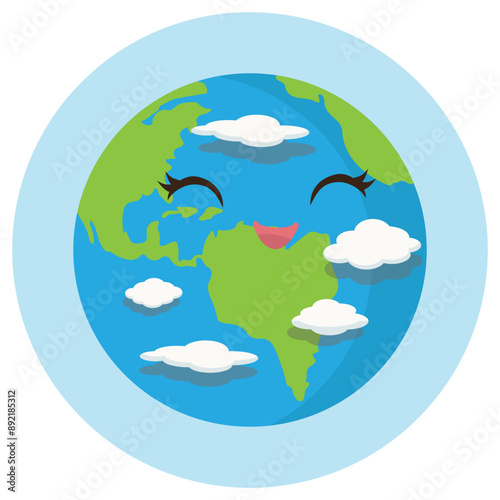 Earth planet vector cartoon illustration