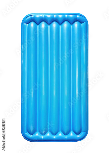 Blue Inflatable Pool Mattress. A comfortable float perfect for lounging in the pool or at the beach. Isolated on transparent background, png. photo