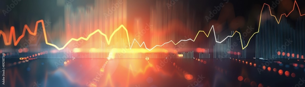 Fototapeta premium Realistic animated line chart, sleek design, dynamic effects, studio lighting