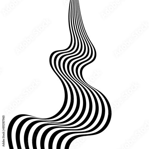 Black White perspective wave with 3d dimensional effect. dynamic geometric lines