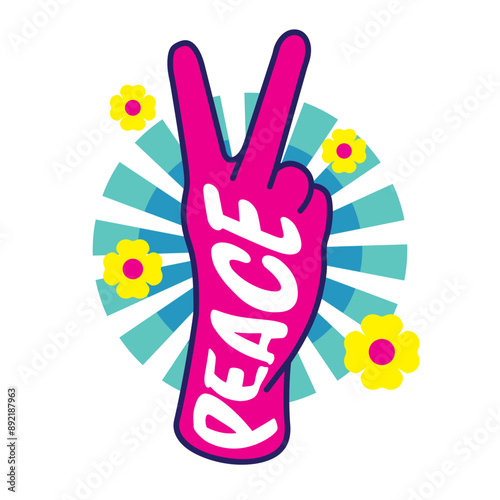 Hand with peace sign vector illustration, perfect for t shirt design