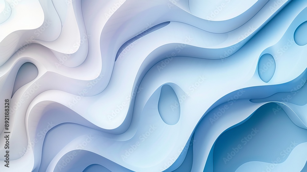 Abstract Blue and White Wavy Pattern