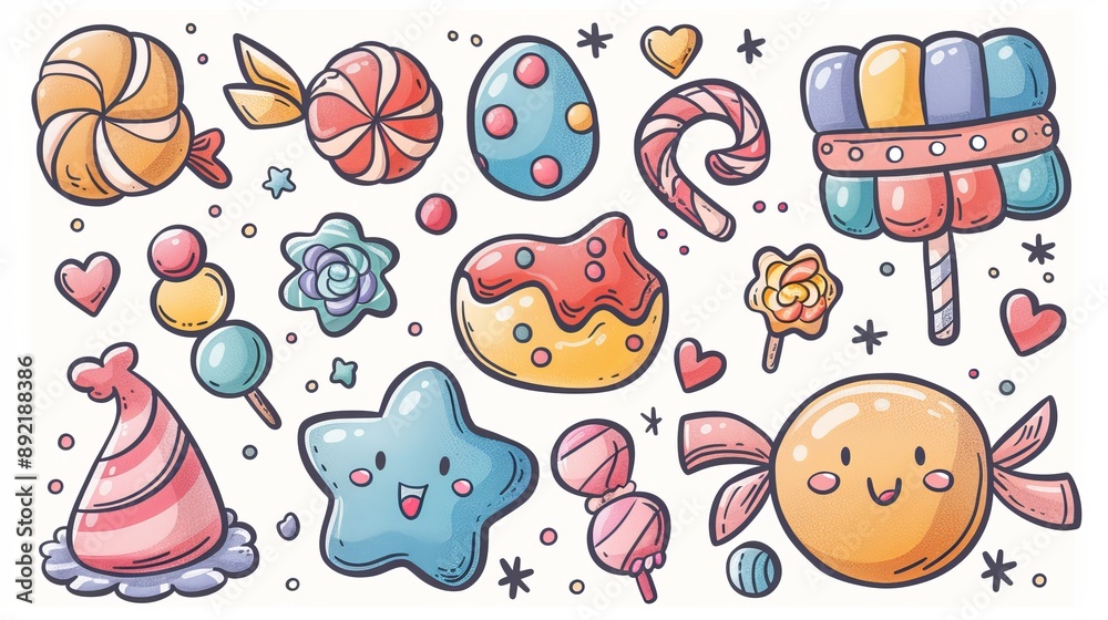 Colorful Candy and Sweets Cartoon Illustration Colorful Candy and Sweets Cartoon Illustration
