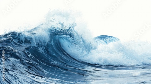 Ocean blue wave isolated on white background