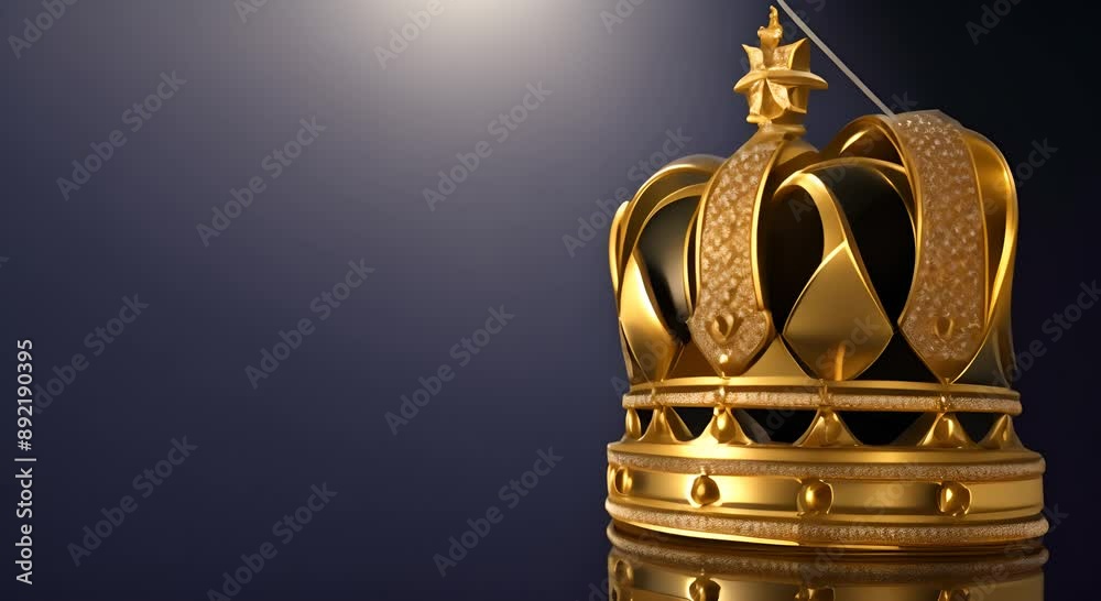 Golden the crown on a black background 4k animation