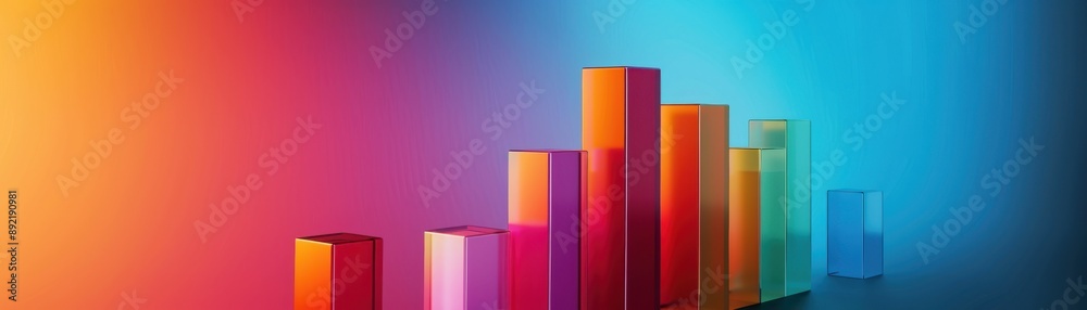 Vibrant 3D bar chart, gradient backdrop, studio lighting, realistic style Vibrant 3D bar chart, gradient backdrop, studio lighting, realistic style