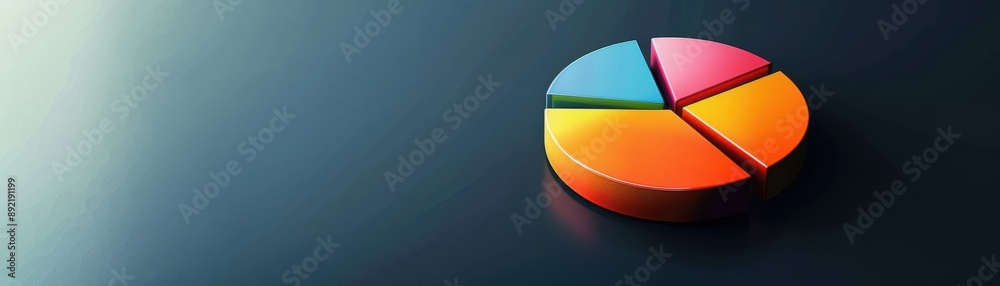 Fototapeta premium Realistic pie chart, multicolored, dynamic layout, sleek design, studio lighting