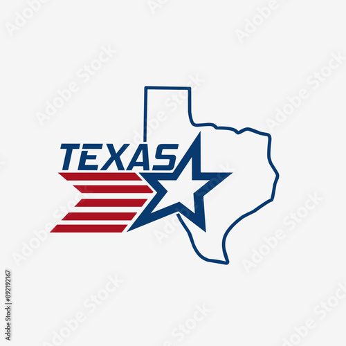 Vector of texas star with map perfect for print, apparel, etc