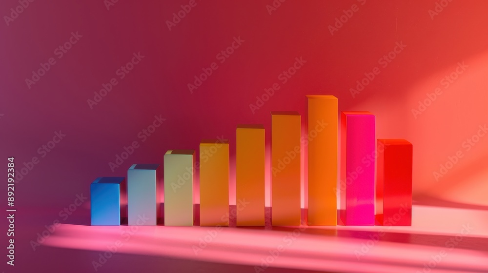 Varied hues stacked bar chart, shadow effects, realistic, studio lighting Varied hues stacked bar chart, shadow effects, realistic, studio lighting