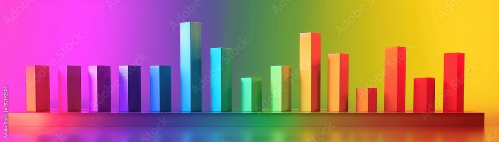 3D bar chart in vivid colors, gradient background, realistic, studio lighting 3D bar chart in vivid colors, gradient background, realistic, studio lighting