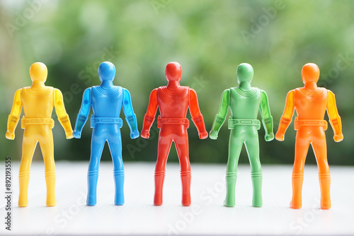 Colorful plastic model of warriors. toys. Concopt, Toy for kids, enhance imagination in childhood with toy characters of superhero. Fantasy comic fiction from cartoons, movie.            