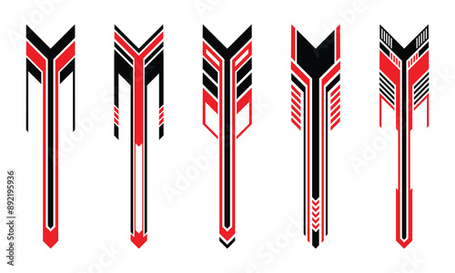 Set of racing geometry striped car wrap decal
