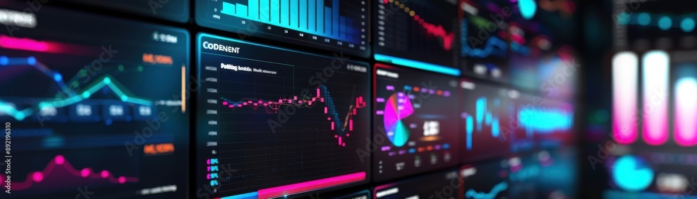 Fototapeta premium Engaging visuals on interactive dashboard, vibrant colors, realistic, studio lighting