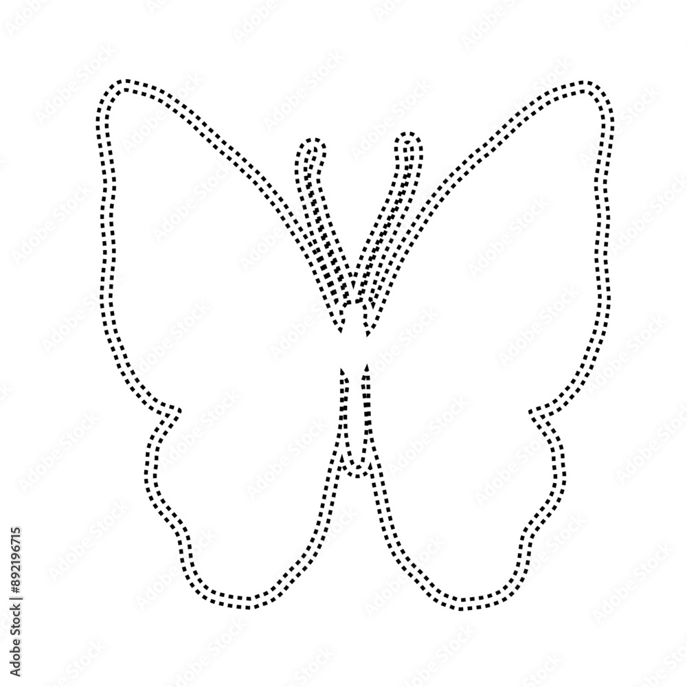 Decorative dotted outline of a winged insect butterfly. Vector graphics. Decorative dotted outline of a winged insect butterfly. Vector graphics.