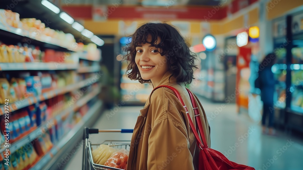 Woman Smiling at the Grocery Store Woman Smiling at the Grocery Store