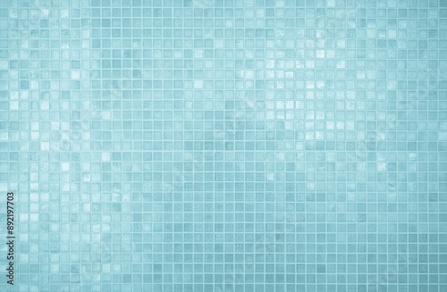 Abstract blue background with some smooth lines in it and some reflections of tile wall.