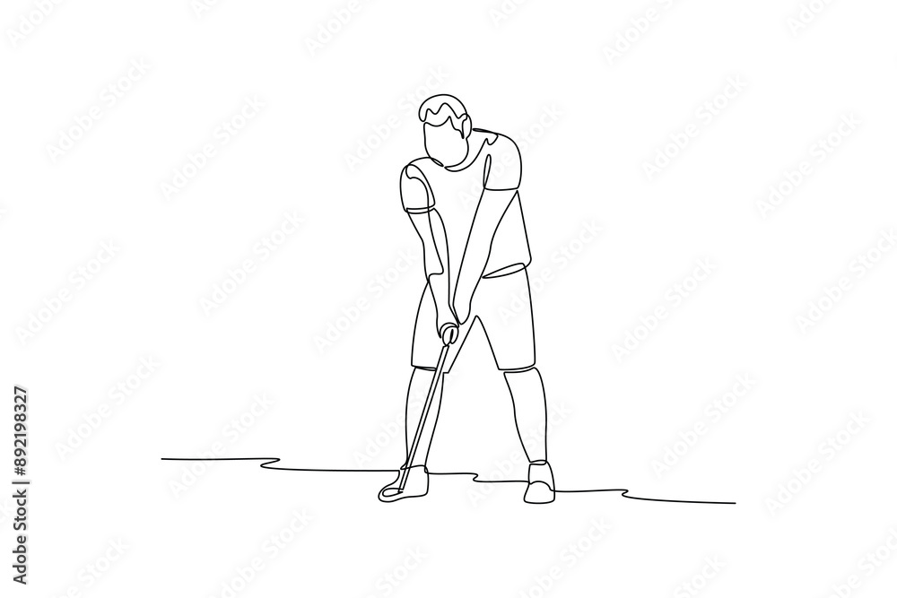 continuing line art person preparing to shoot a golf ball illustrator line art continuing line art person preparing to shoot a golf ball illustrator line art