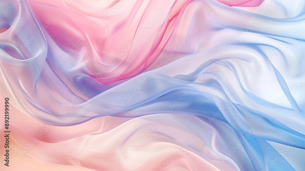 Obraz premium Abstract image of pastel-colored fabric swirls, creating a soft and dreamy visual effect with flowing textures