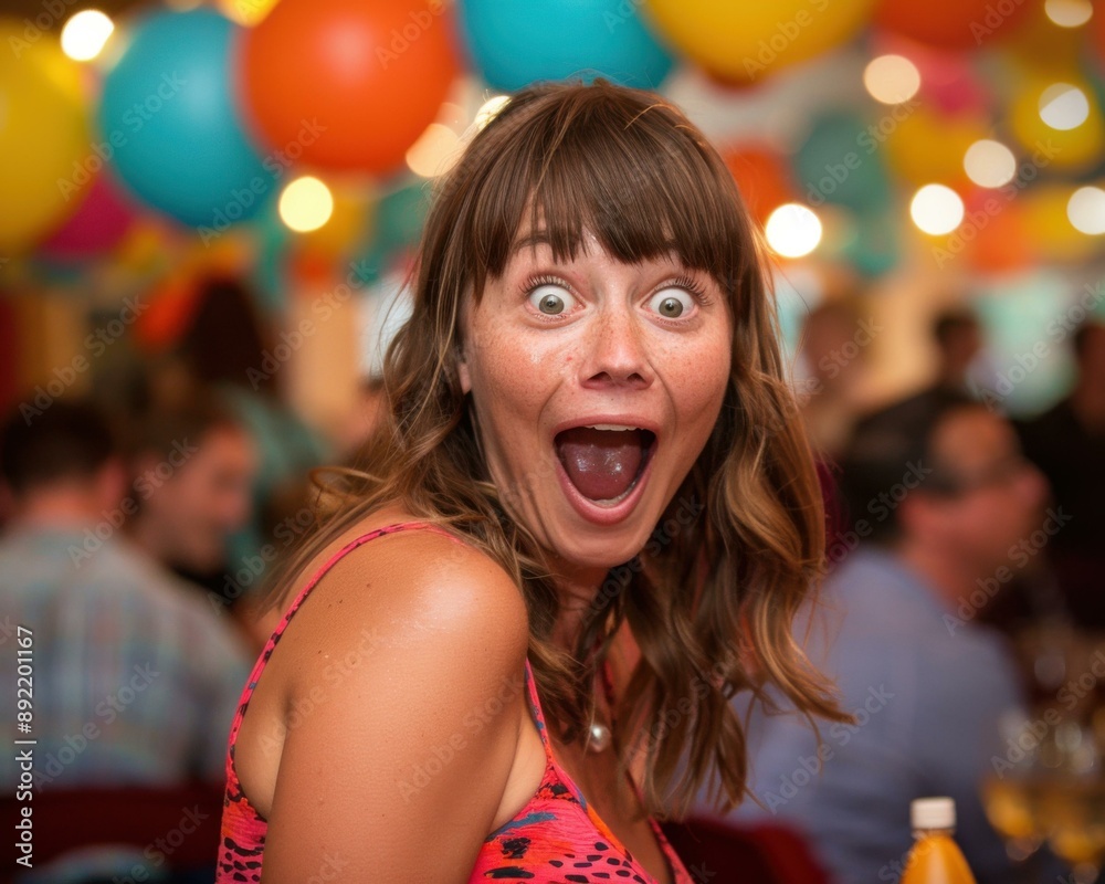 A woman with a surprised expression. AI. A woman with a surprised expression. AI.