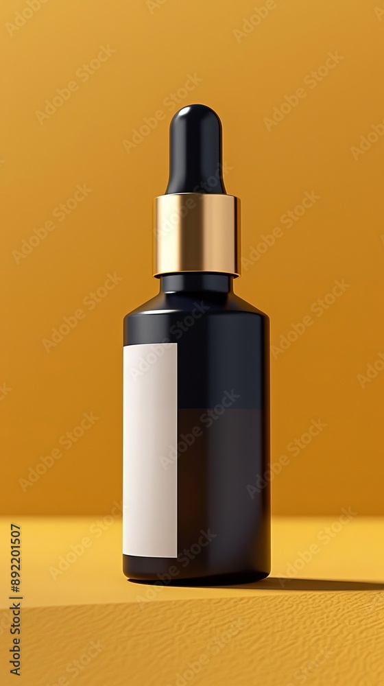 A bottle of perfume is sitting on a yellow surface A bottle of perfume is sitting on a yellow surface