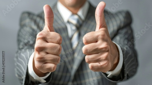 Set of business man giving thumbs up isolated