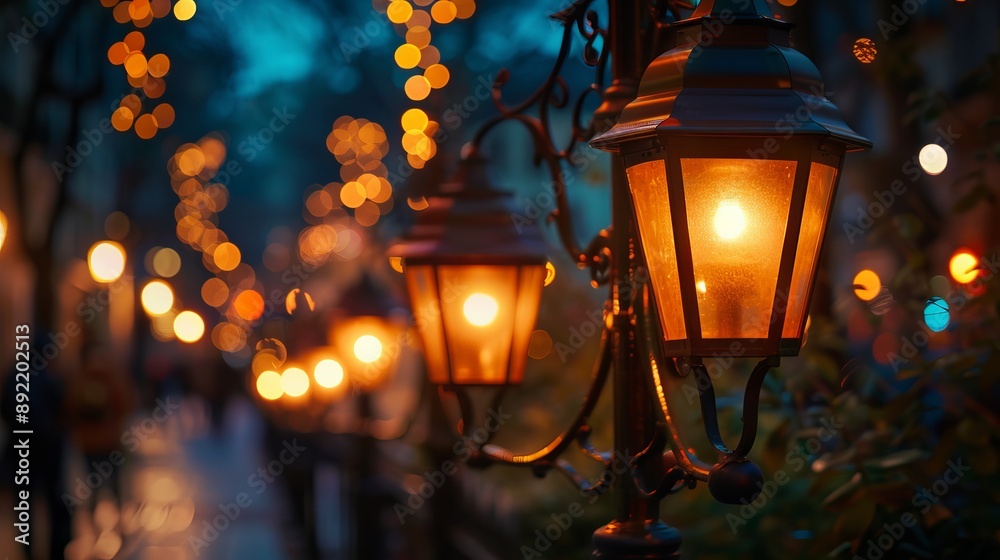 Streetlights Illuminating Evening City Streetlights Illuminating Evening City