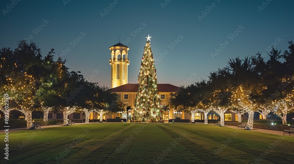 Fototapeta premium Illuminated Christmas Tree in Downtown Square