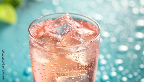 Erfrischende pinke Limonade mit Eiswürfeln