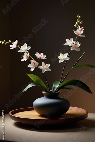 So elegant flower decor ideas, stylish ikebana Japanese flowers arrangements ideas, vertical composition