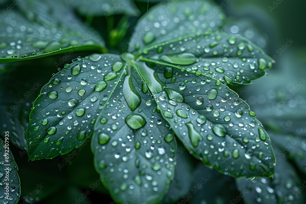 Fresh Rain on Green Leaf Nature Macro Photography for Print, Poster, Card Design Fresh Rain on Green Leaf Nature Macro Photography for Print, Poster, Card Design