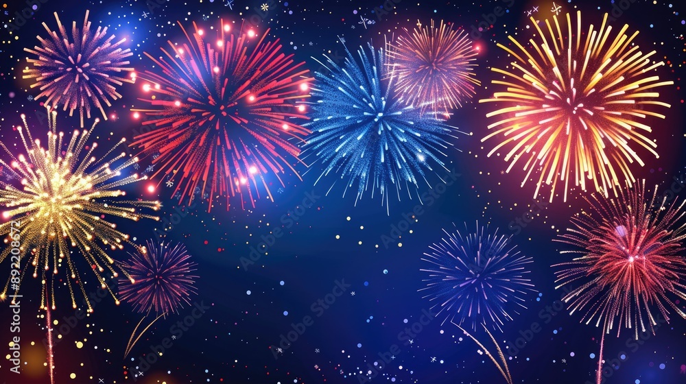A spectacular night sky with a vibrant display of sparkling fireworks A spectacular night sky with a vibrant display of sparkling fireworks