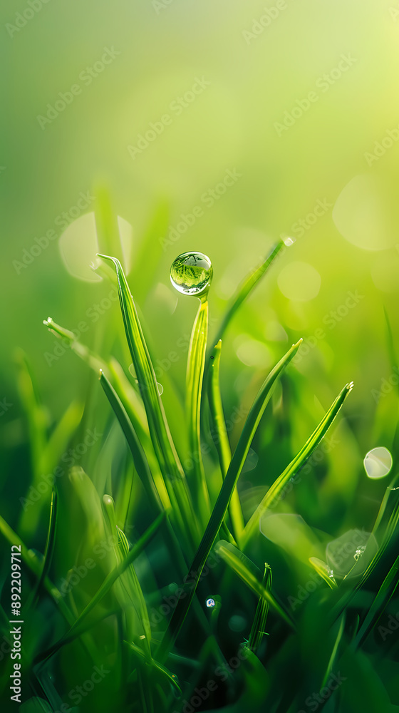 Fototapeta premium Fresh morning with water drops on green leaves