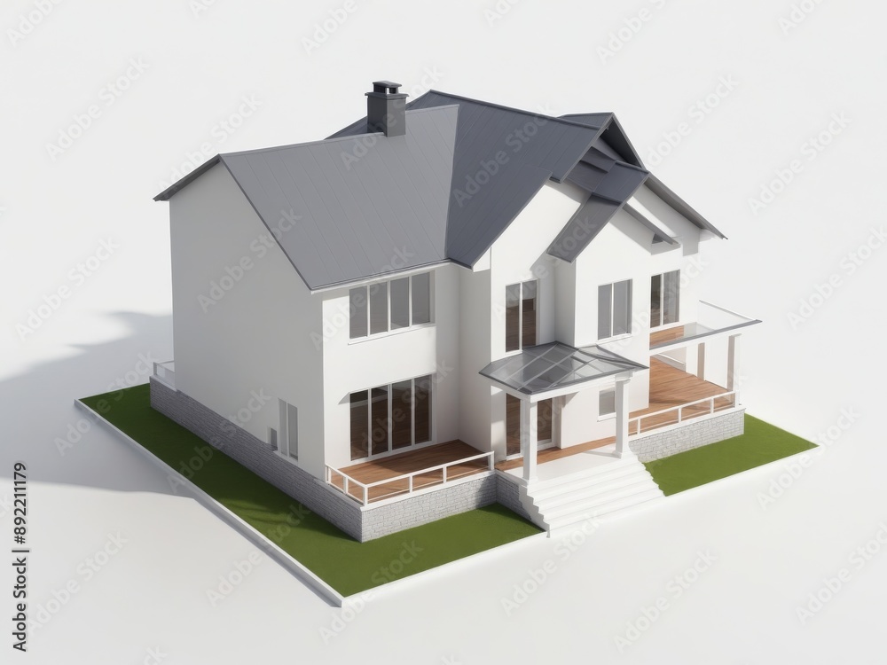 modern house with minimalist design isolated on white background. modern house with minimalist design isolated on white background.