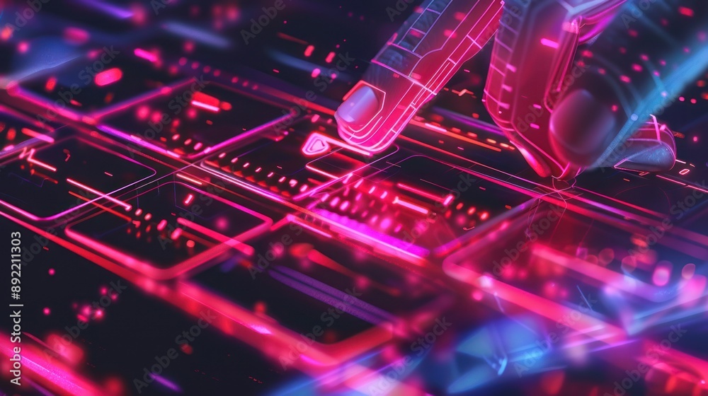 Abstract Digital Interface with Glowing Buttons Abstract Digital Interface with Glowing Buttons