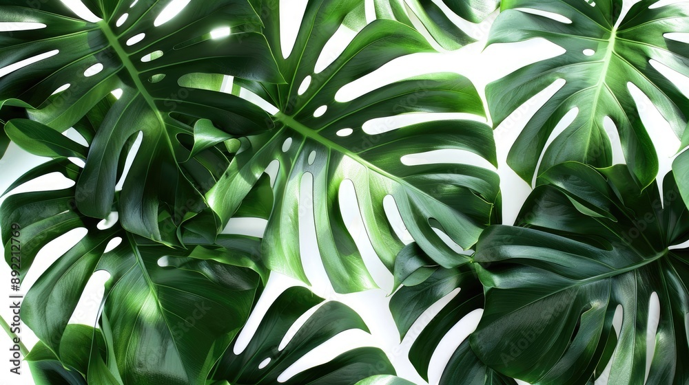 Fototapeta premium Monstera leaves used creatively with empty space nature inspired design