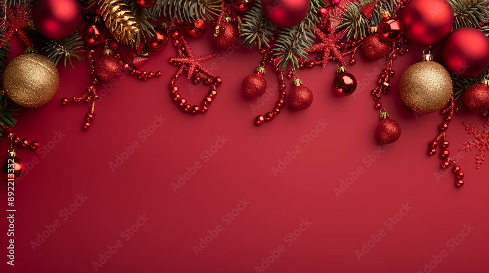 Christmas garlands with red and gold decorations Merry Christmas background. Christmas garlands with red and gold decorations Merry Christmas background.