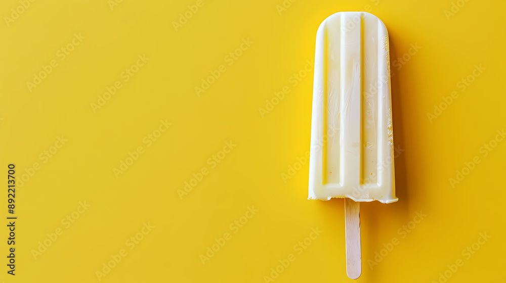 White popsicle on yellow background White popsicle on yellow background