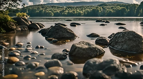 river in the mountains photo