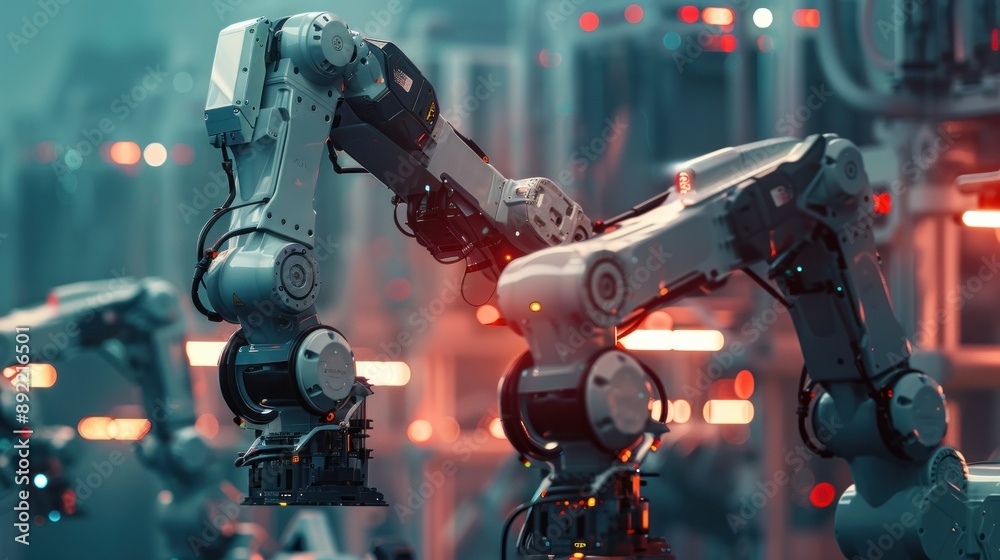 Fototapeta premium XAI Smart industry robot arms for digital factory production