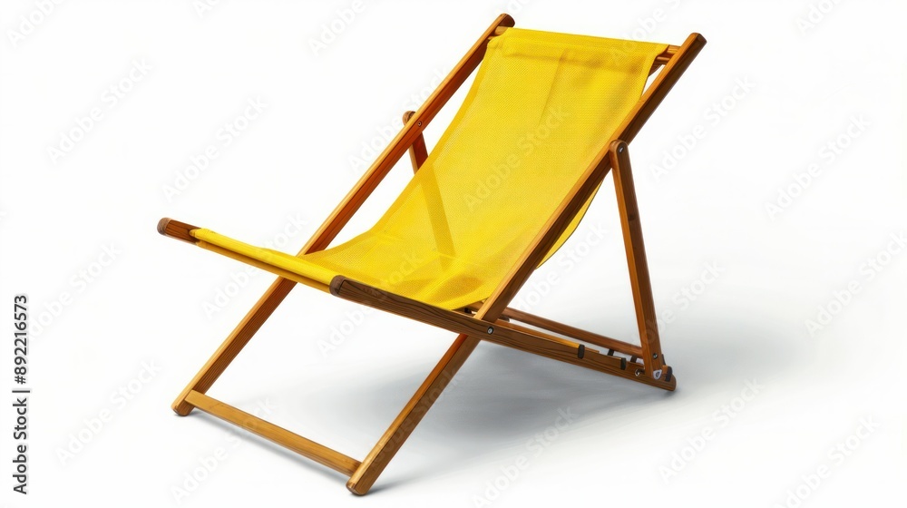 Yellow Folding Beach Chair isolated Yellow Folding Beach Chair isolated