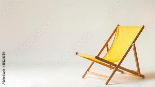 Yellow Folding Beach Chair isolated